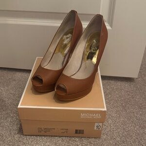 Michael Kors Brown Peep Toe Heels
